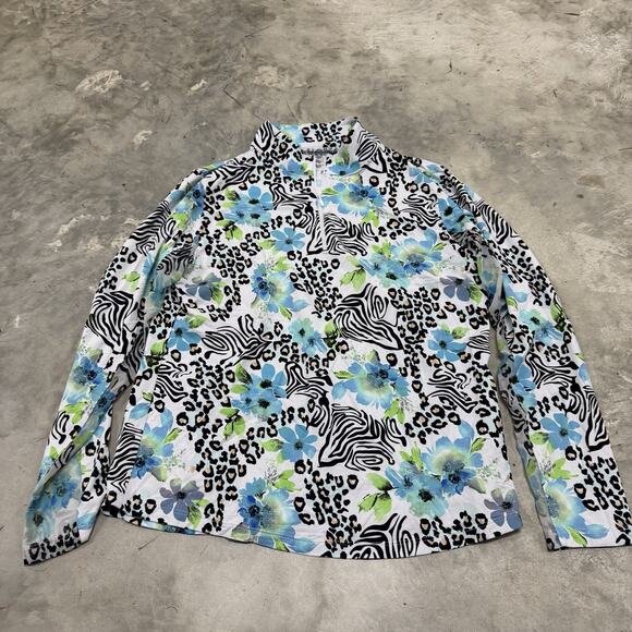 IBKUL Women’s Zebra Print 1/2 Zip Size Large - Picture 1 of 6